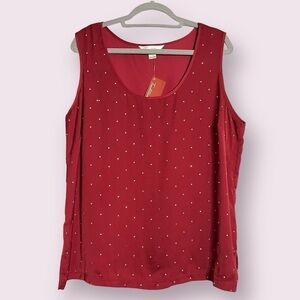 Tradition Burgundy Red Satin Rhinestone Top 1X